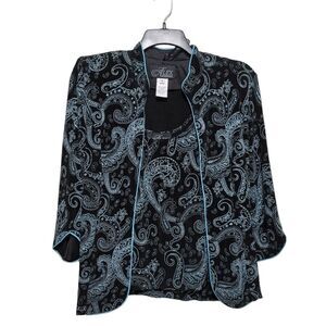 Amex Evenings 2 Piece Back/Blue Sequin Top Set XL